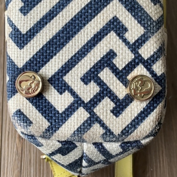 Spartina 449 Linen and Leather Yellow and Blue Shoulder Bag - Picture 8 of 9